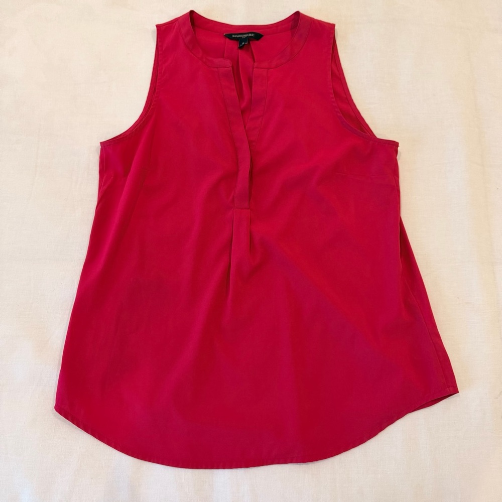 Banana Republic Sleeveless Blouse Pink Split Neck Work Office Top S